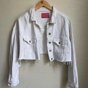 White denim cropped jacket